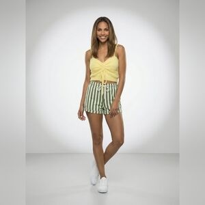 Forever 21 Green and White Striped High Waist Shorts